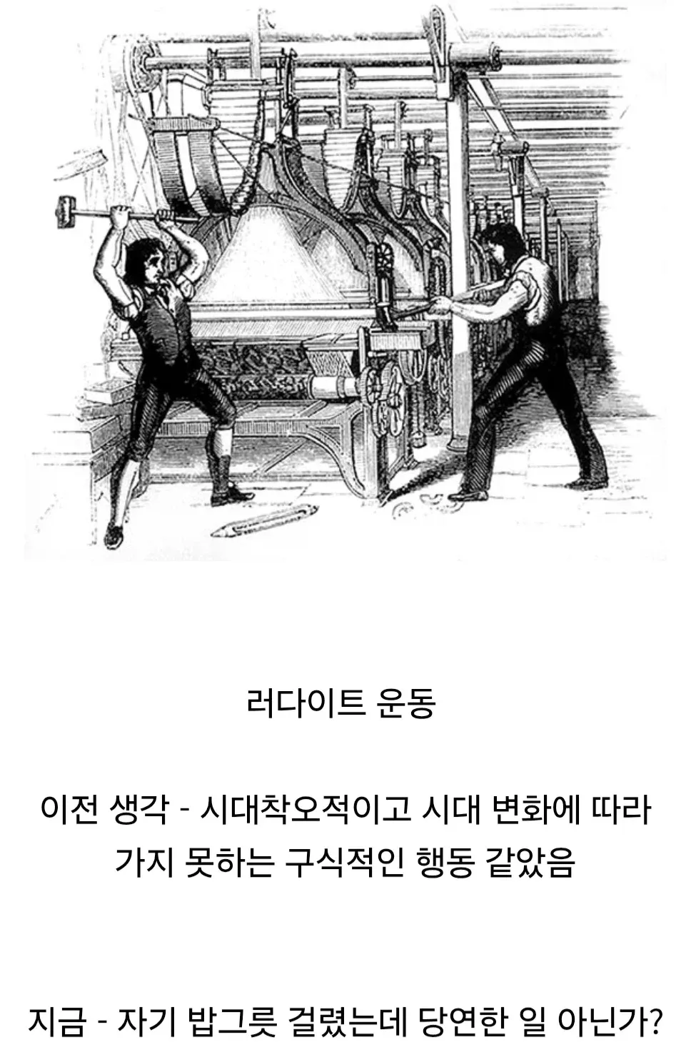AI 시대에 재해석한 러다이트 운동에 대한 인식 변화 비교 글