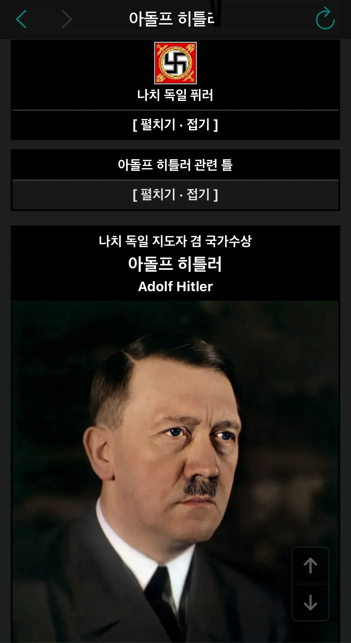 아돌프 히틀러 위키백과 문서 상단 정보 틀