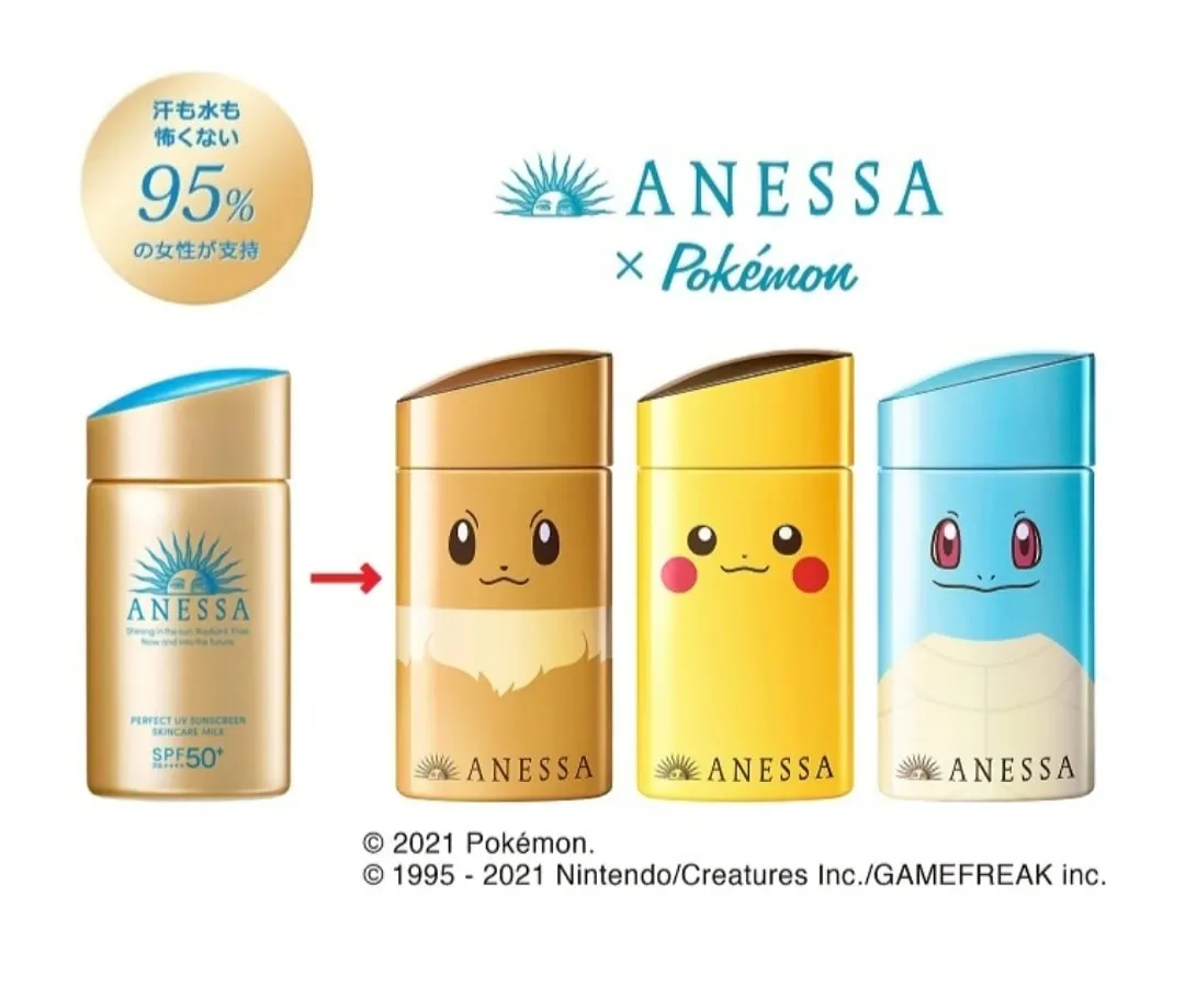 포켓몬 캐릭터가 그려진 아넷사 자외선 차단제