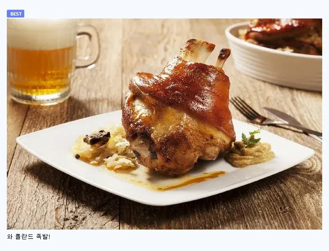 폴란드 족발 음식 사진에 놀라는 반응 글