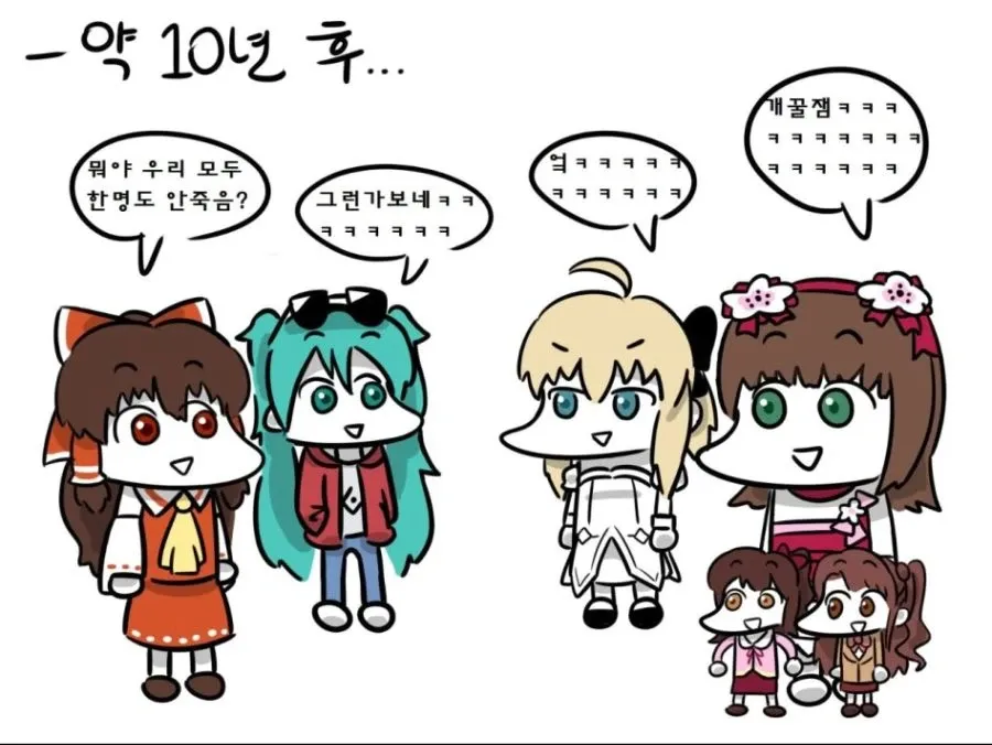 10년 후 아무도 안 죽어서 웃는 친구들의 채팅