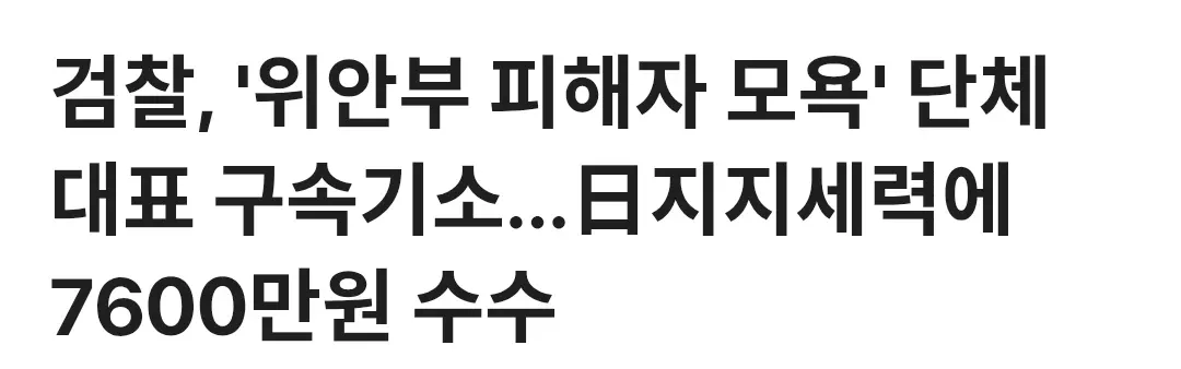 검찰이 위안부 피해자 모욕 단체 대표를 구속기소한 뉴스 기사 캡처