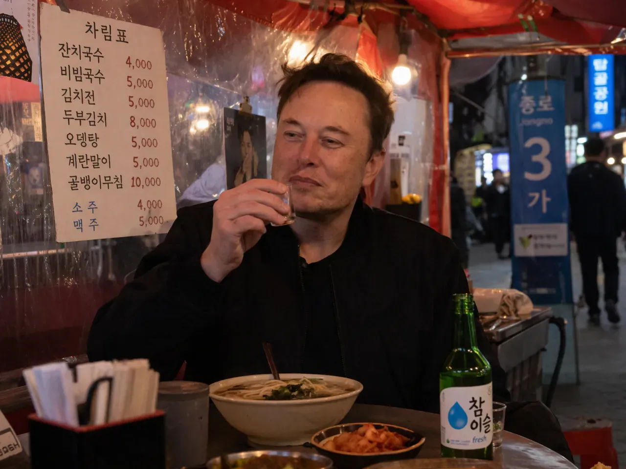 한국 분식집 메뉴판, 잔치국수·비빔국수·김치전 등 음식과 주류 가격표