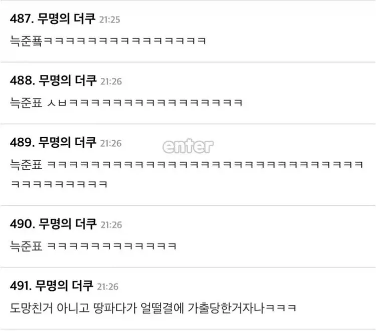 커뮤니티 댓글 캡처, '늑준표'에 폭소하는 반응들