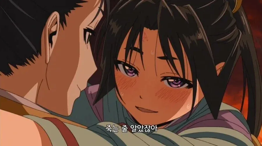 늑대가 원래 살던 집에서 놀란 표정으로 "죽는 줄 알았잖아"라고 말하는 장면