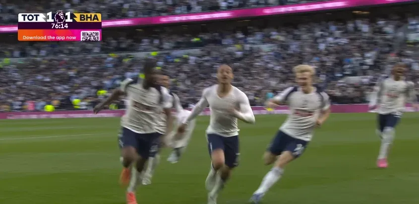 토트넘 1-1 번리, 76분 14초 경기 스코어보드