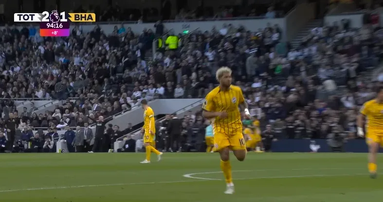 토트넘 2-1 번리, 94분 추가시간 8분 경기 스코어보드