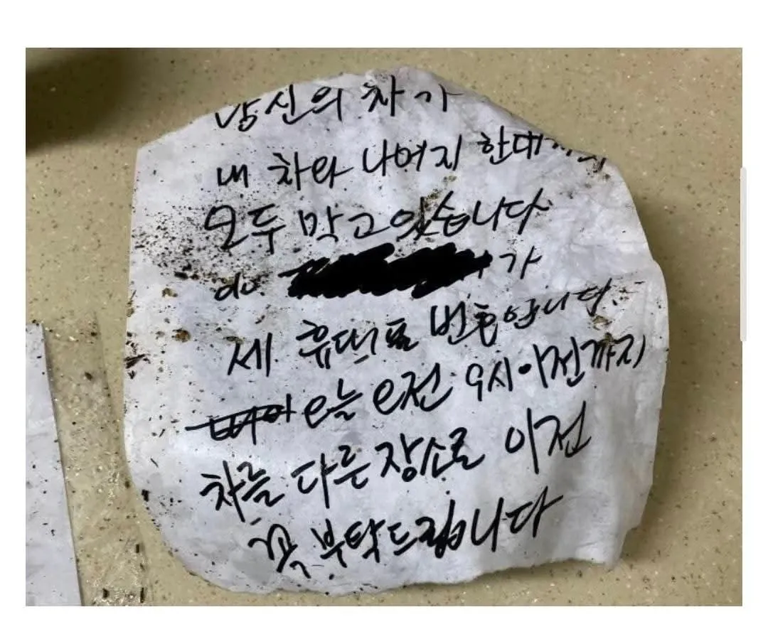 주차 테러로 손상된 차량 상황을 호소하는 글