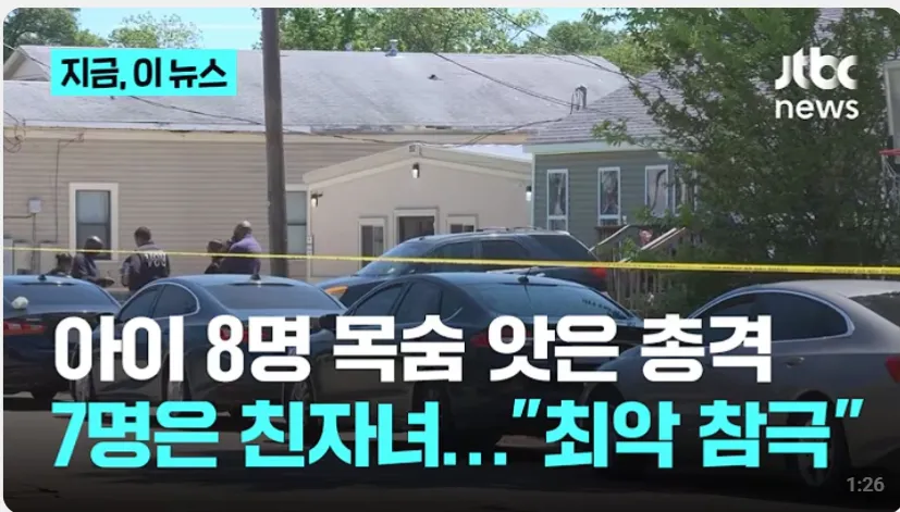 뉴스: 미국 비극 사건

또는 영문:

News report of tragic incident in US

이 중 어떤 것이 더 적합한지 알려주세요. 또는 이미지의 구체적인 내용이