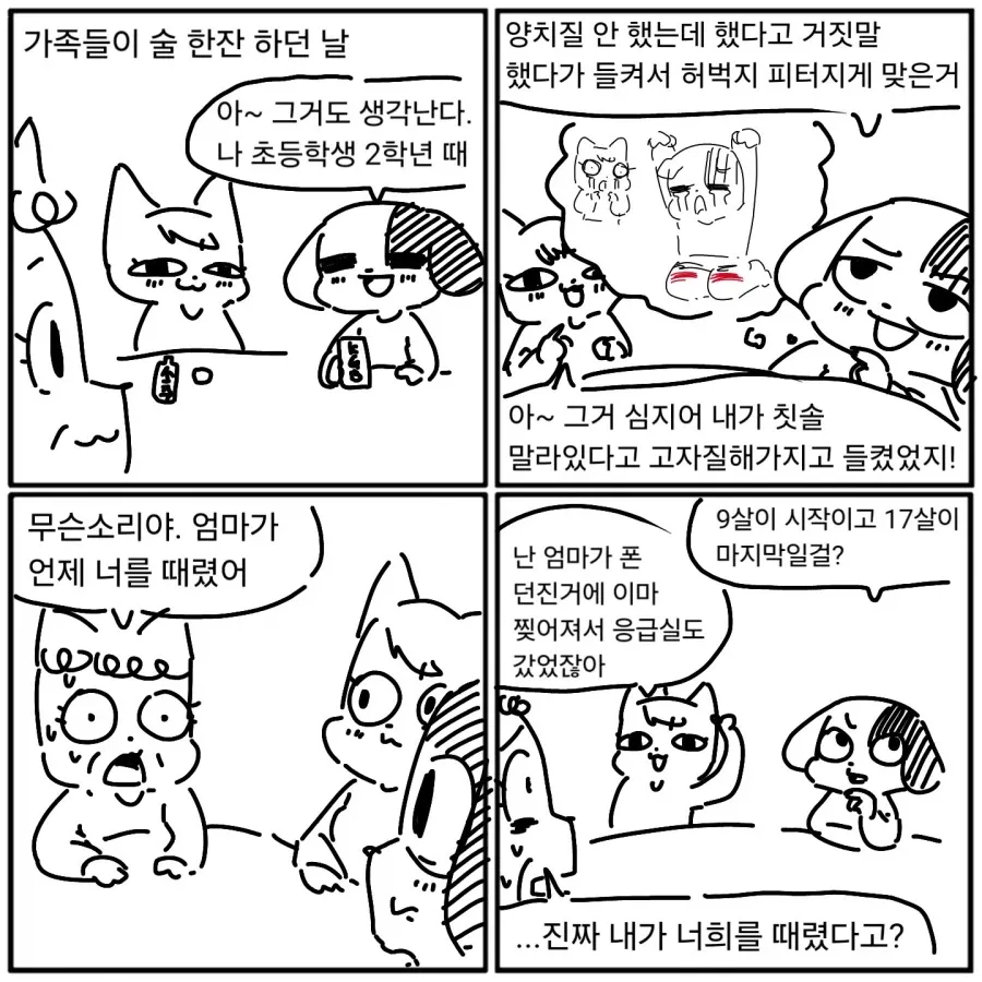 가족의 기억 불일치에 관한 대화, 과거 훈육 사건을 다룬 텍스트