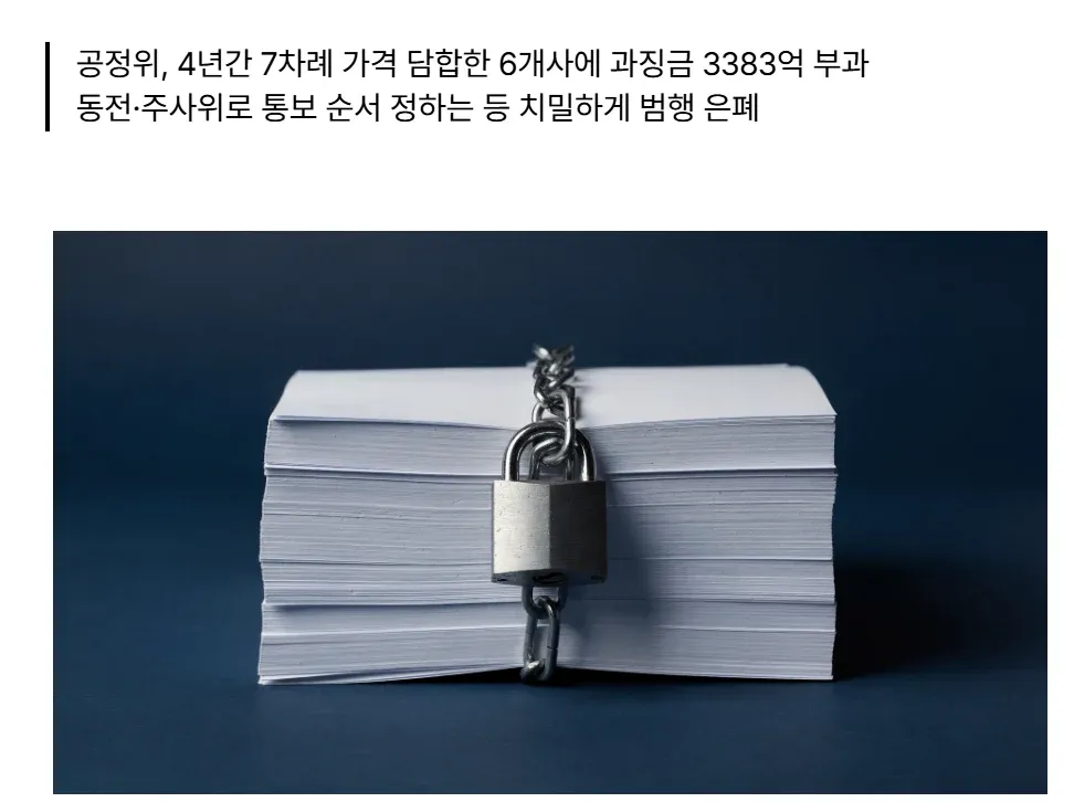 공정위, 가격 담합한 제지사 6곳에 3383억 과징금 부과