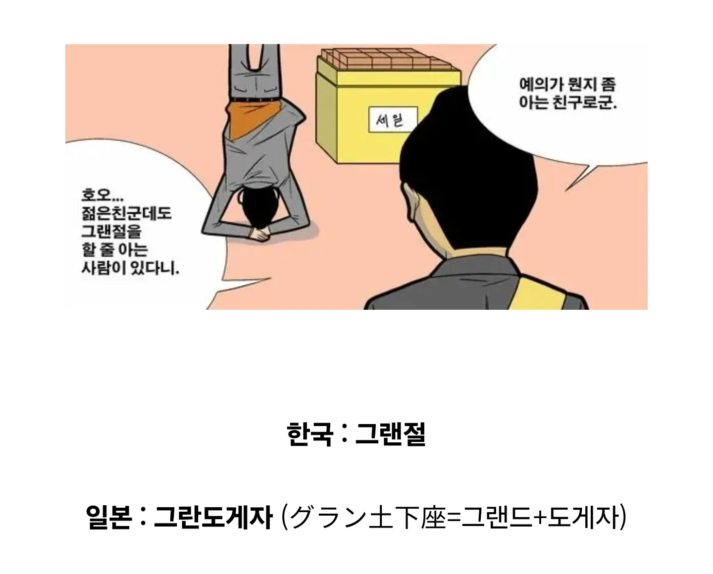 한국 그랜절 vs 일본 그란도게자의 초월번역 차이를 다룬 만화