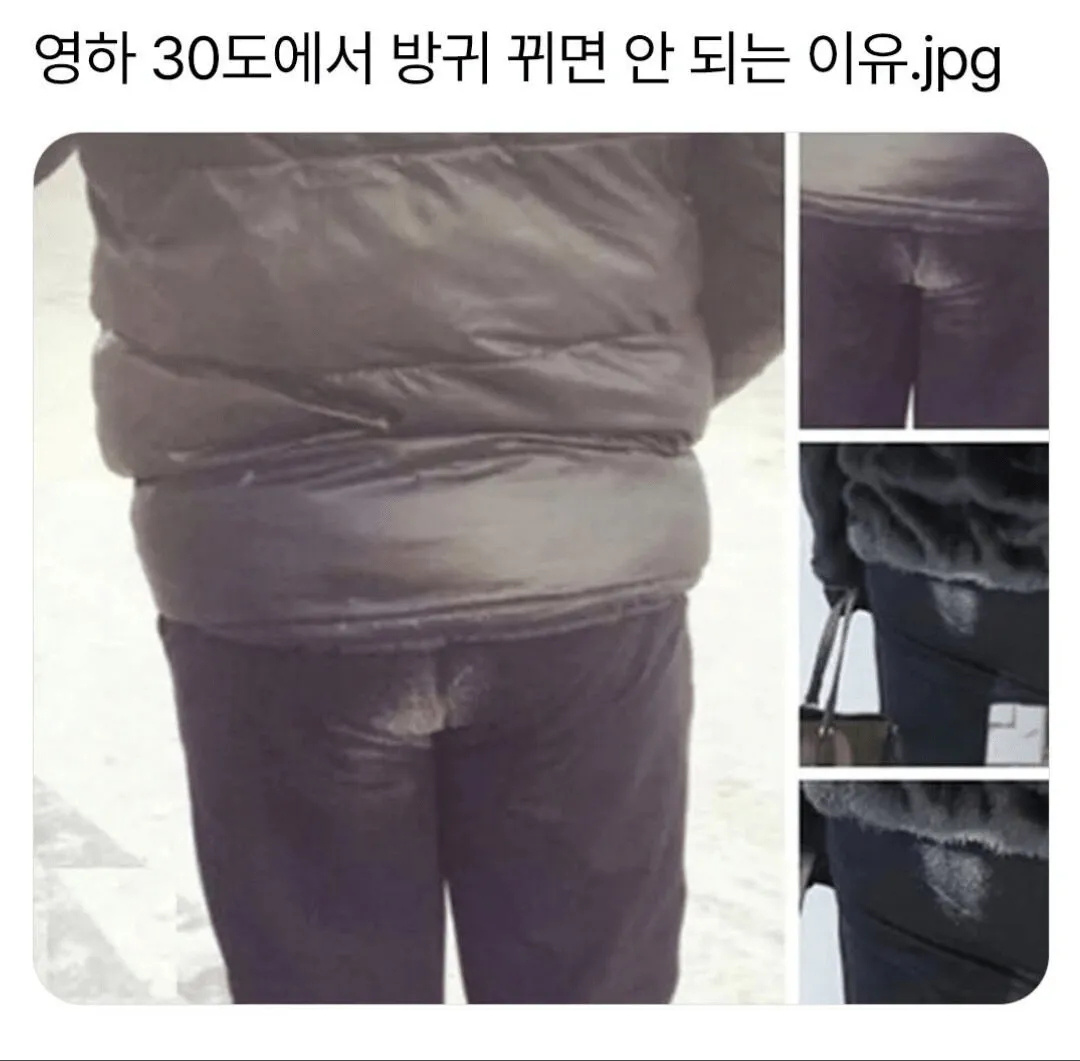 영하 30도 극저온 환경에서 방귀를 뀌면 안 되는 이유를 설명하는 이미지
