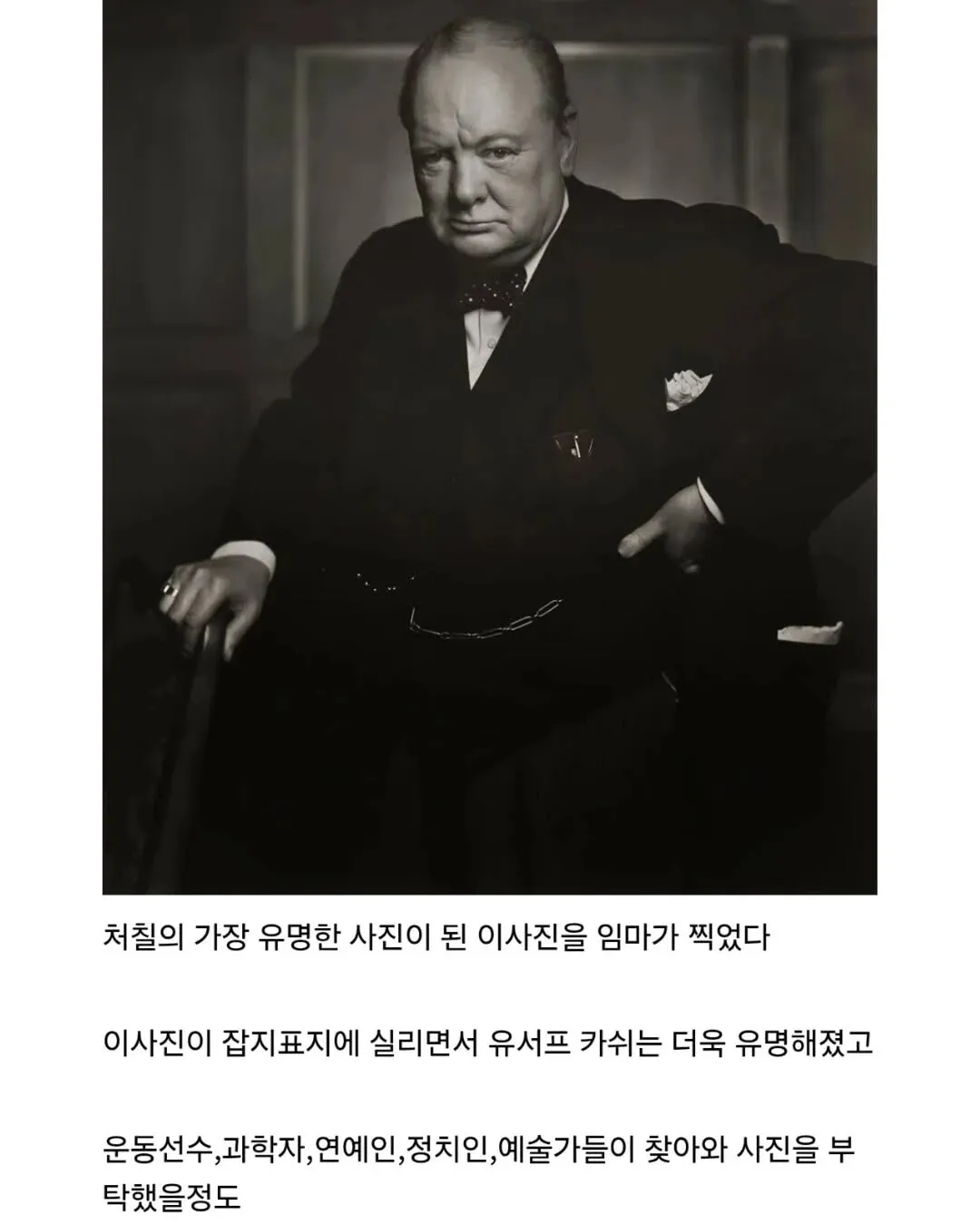 처칠의 유명한 흑백 인물 사진