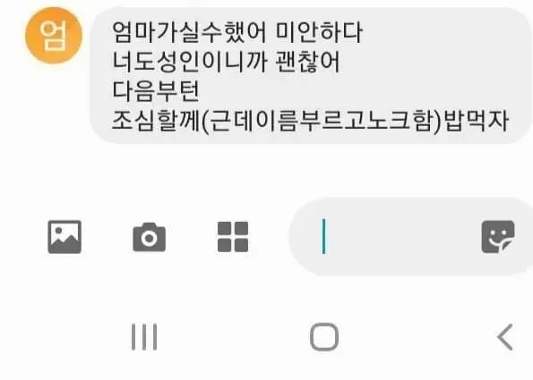 친구 들킨 후 받은 엄마의 따뜻한 문자