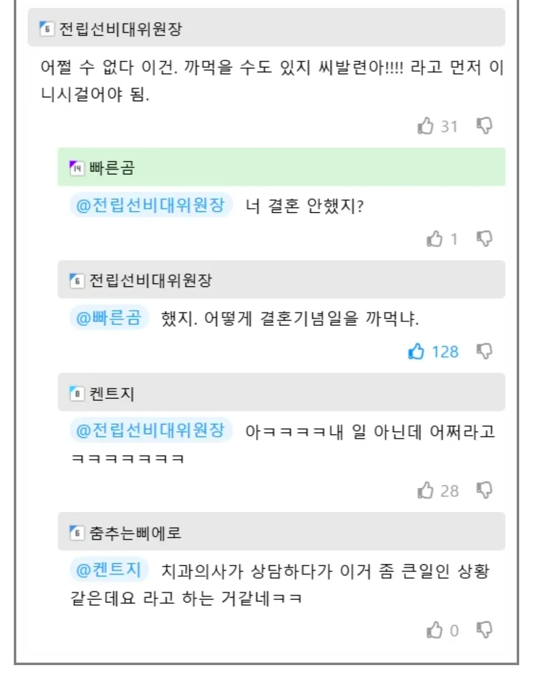 결혼 12년차가 결혼기념일을 까먹은 에피소드의 온라인 댓글 모음
