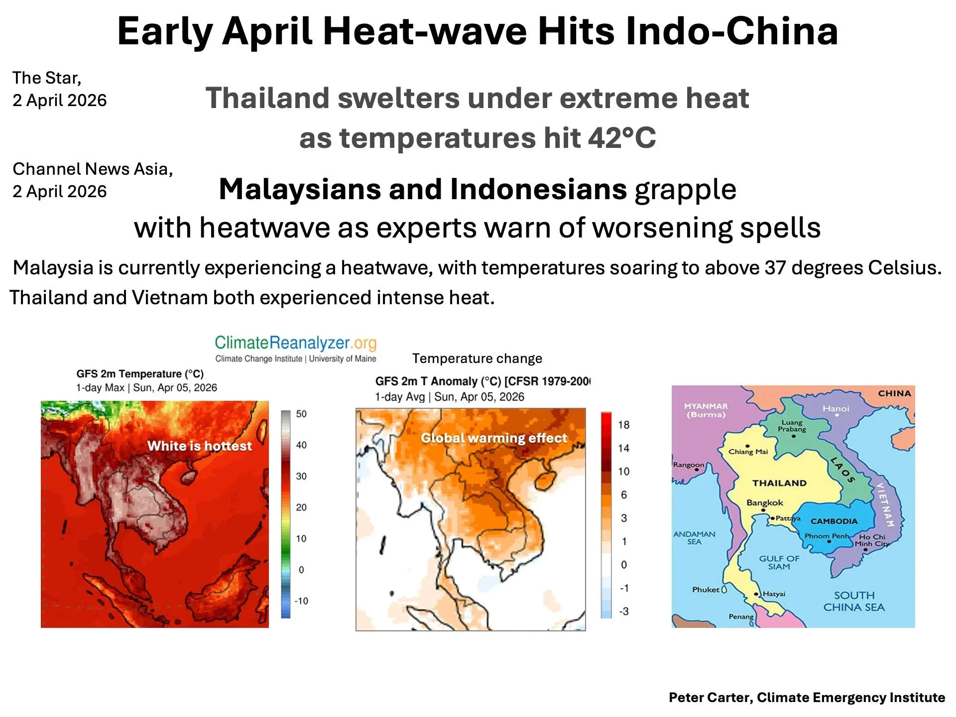 동남아시아 극한 열파 현황: 태국 42°C, 말레이시아·인도네시아 37°C 이상