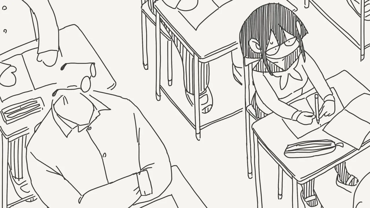 호리데이 야스미가 패션 안경을 쓰고 있는 만화 장면
