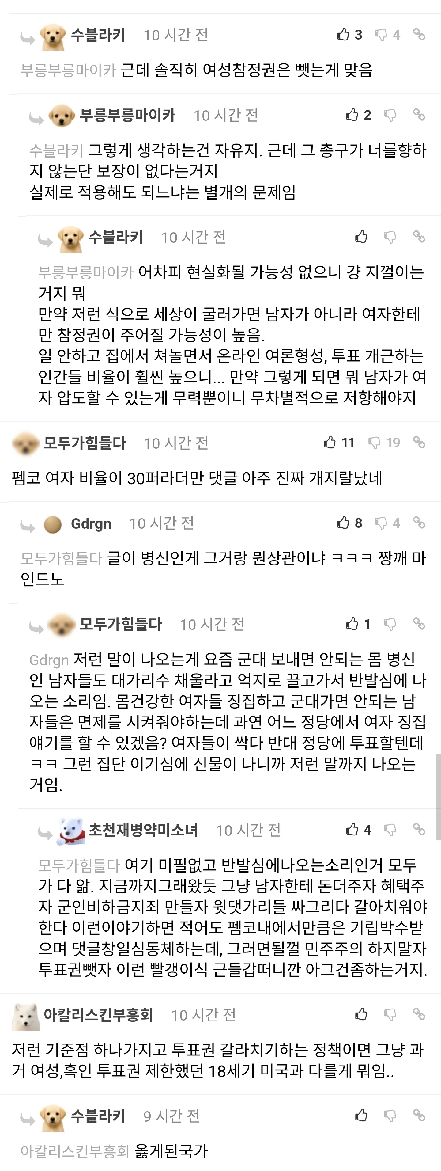펨코 커뮤니티 논쟁 글 스크린샷