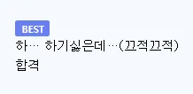 좋아 자기선언문 가치관 합격 배지