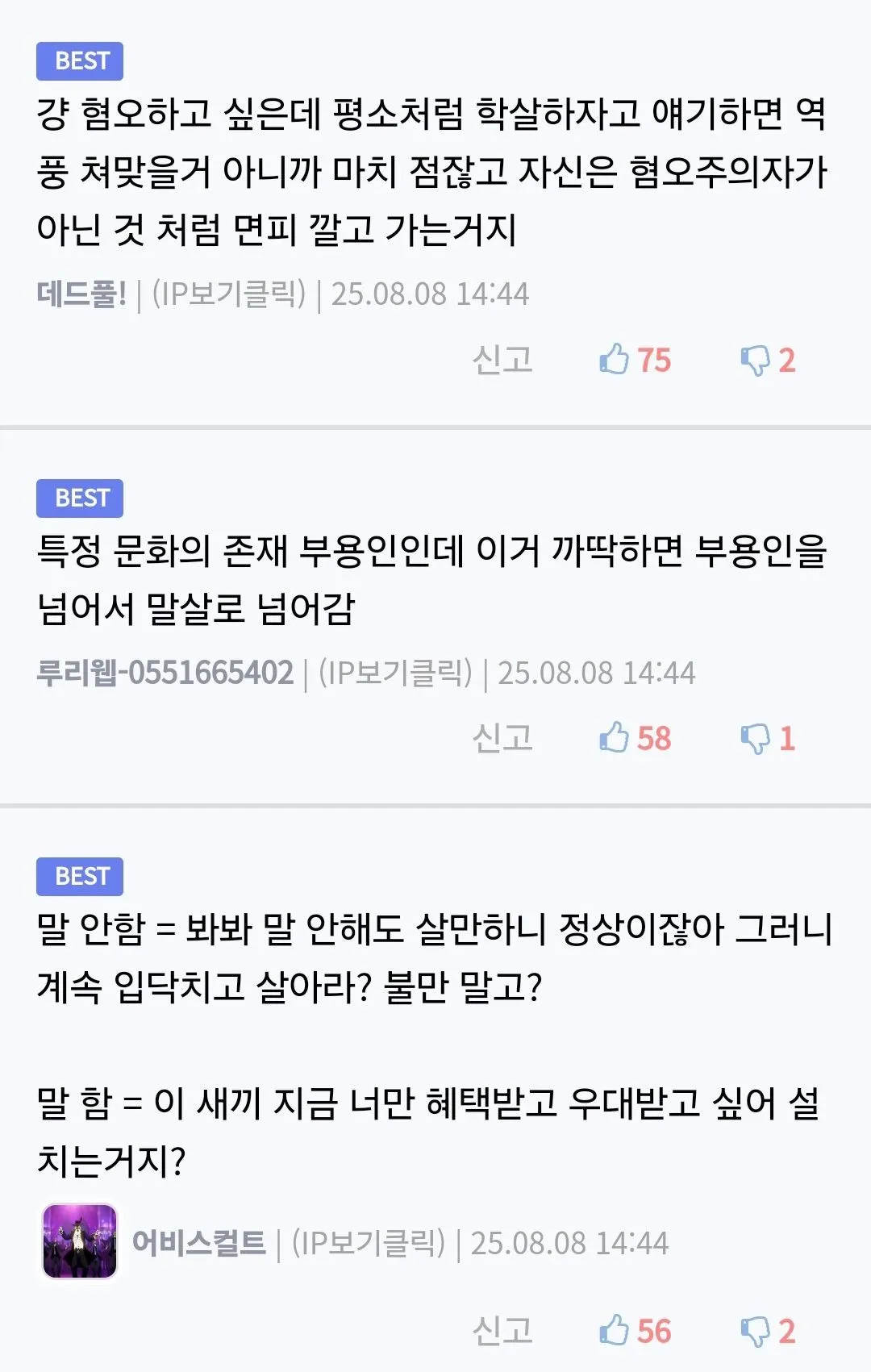 성소수자 차별과 혐오에 대한 한국 온라인 댓글