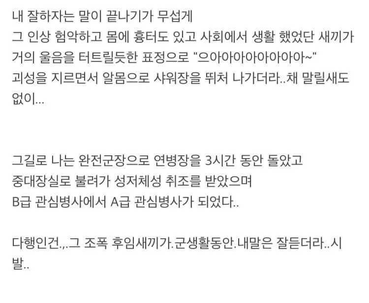 군대에서 조폭 후임이 일으킨 소동 사건