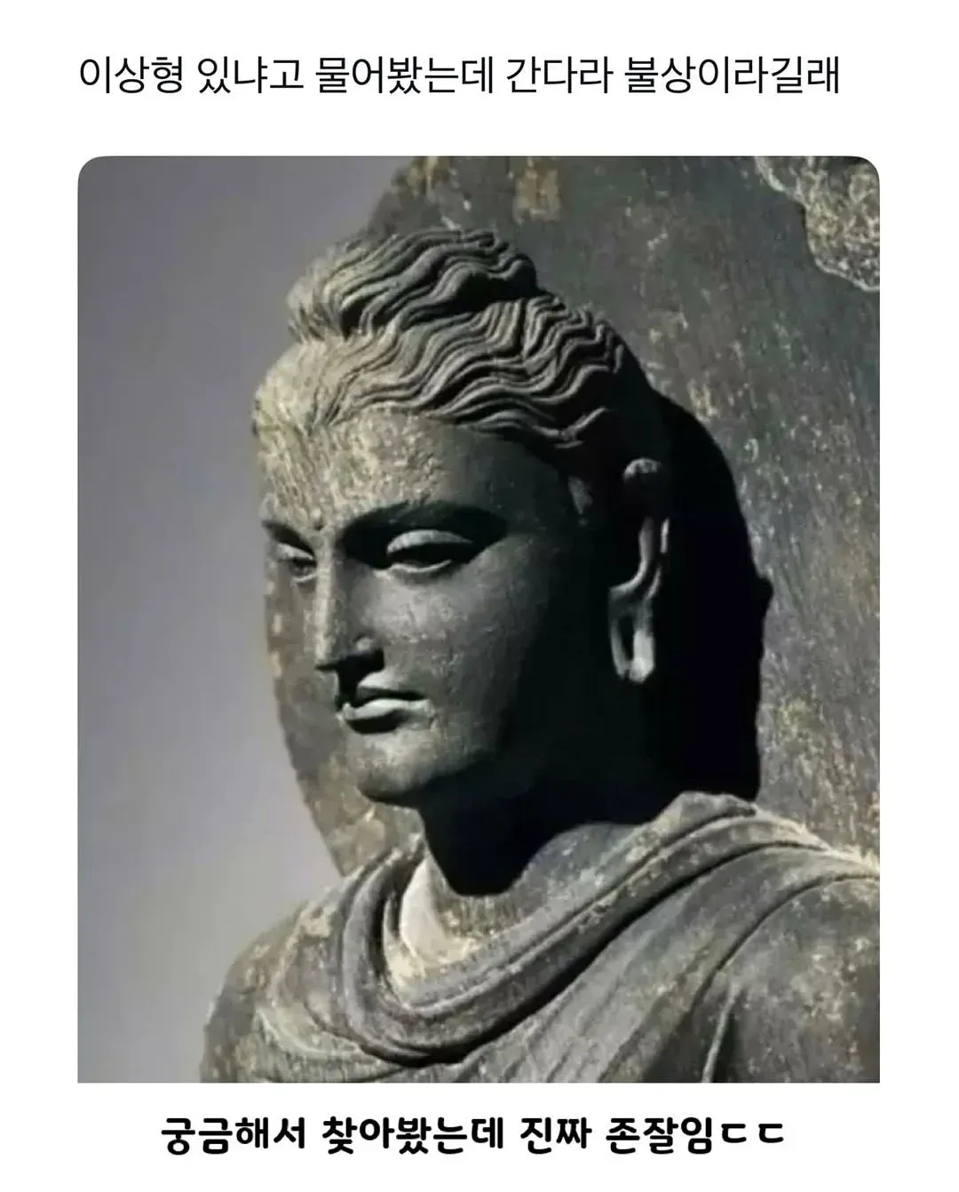 간다라 불상을 닮은 남자를 이상형이라는 글