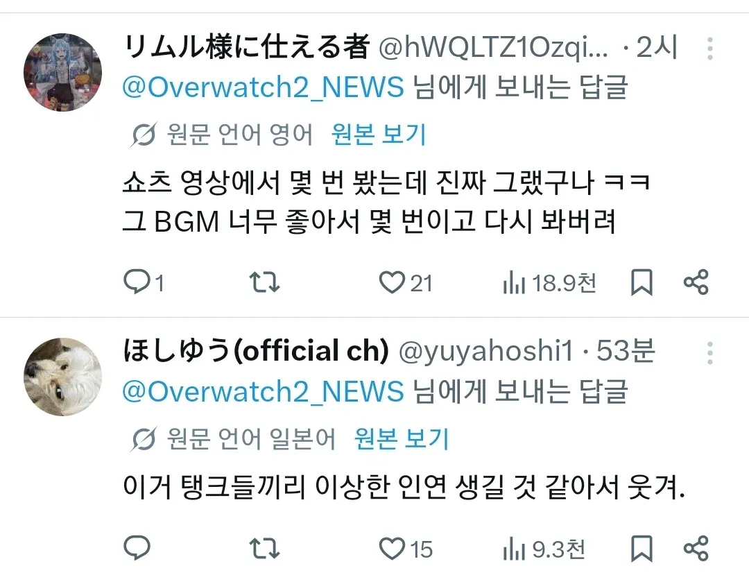 오버워치 한국 서버 탱크 영웅 간 관계에 대한 짤