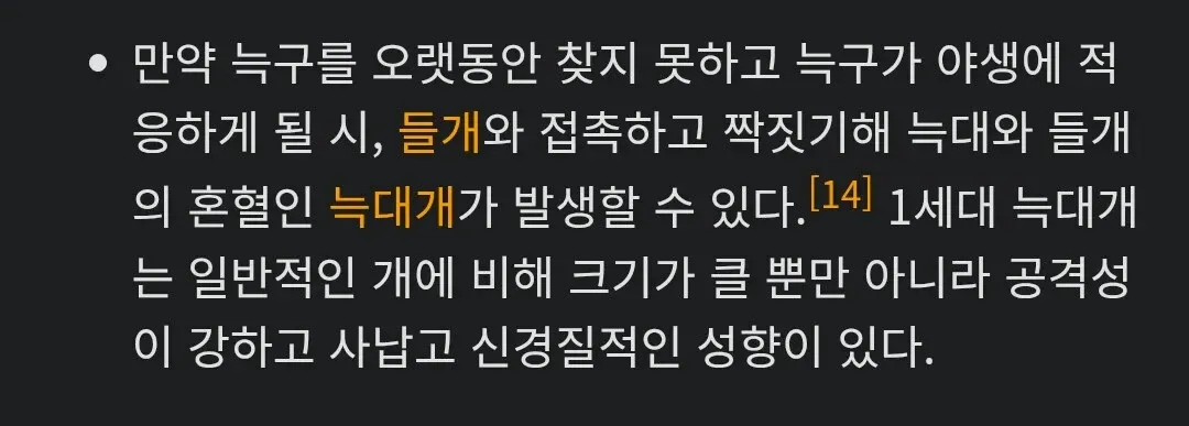 늑구 방치 시 들개와의 잡종 늑대개 발생 위험성 설명