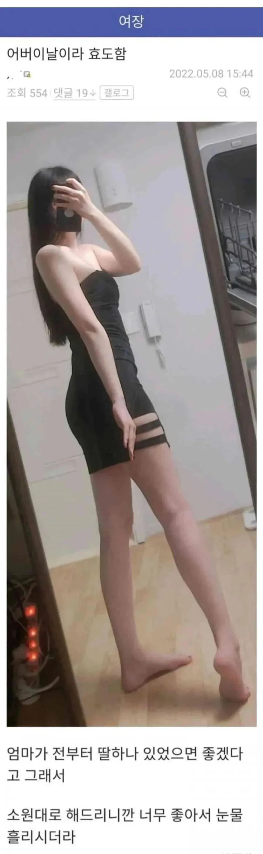 어버이날 엄마의 소원을 들어준 여장갤러의 감동 사연