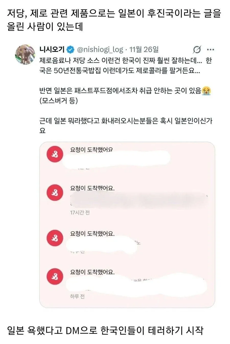 일본을 후진국이라 표현한 온라인 댓글 스크린샷과 반응