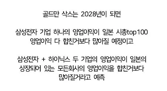 2028년 삼성전자와 하이닉스의 영업이익이 일본 전체 상장사를 초과할 것이라는 예측