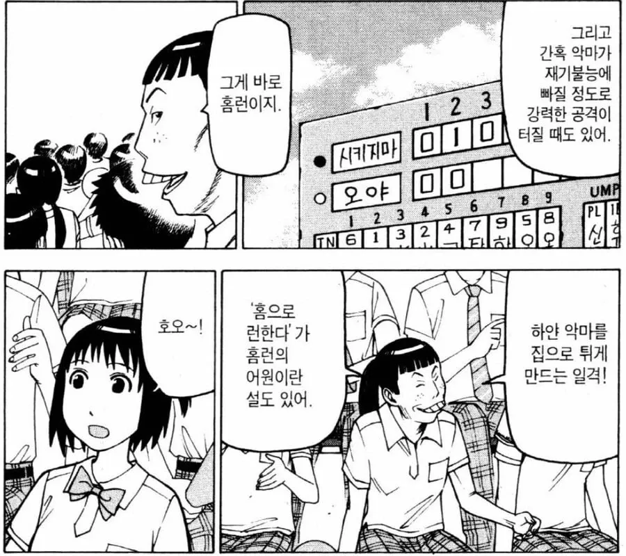 야구 초보자를 위한 홈런 개념 설명 만화