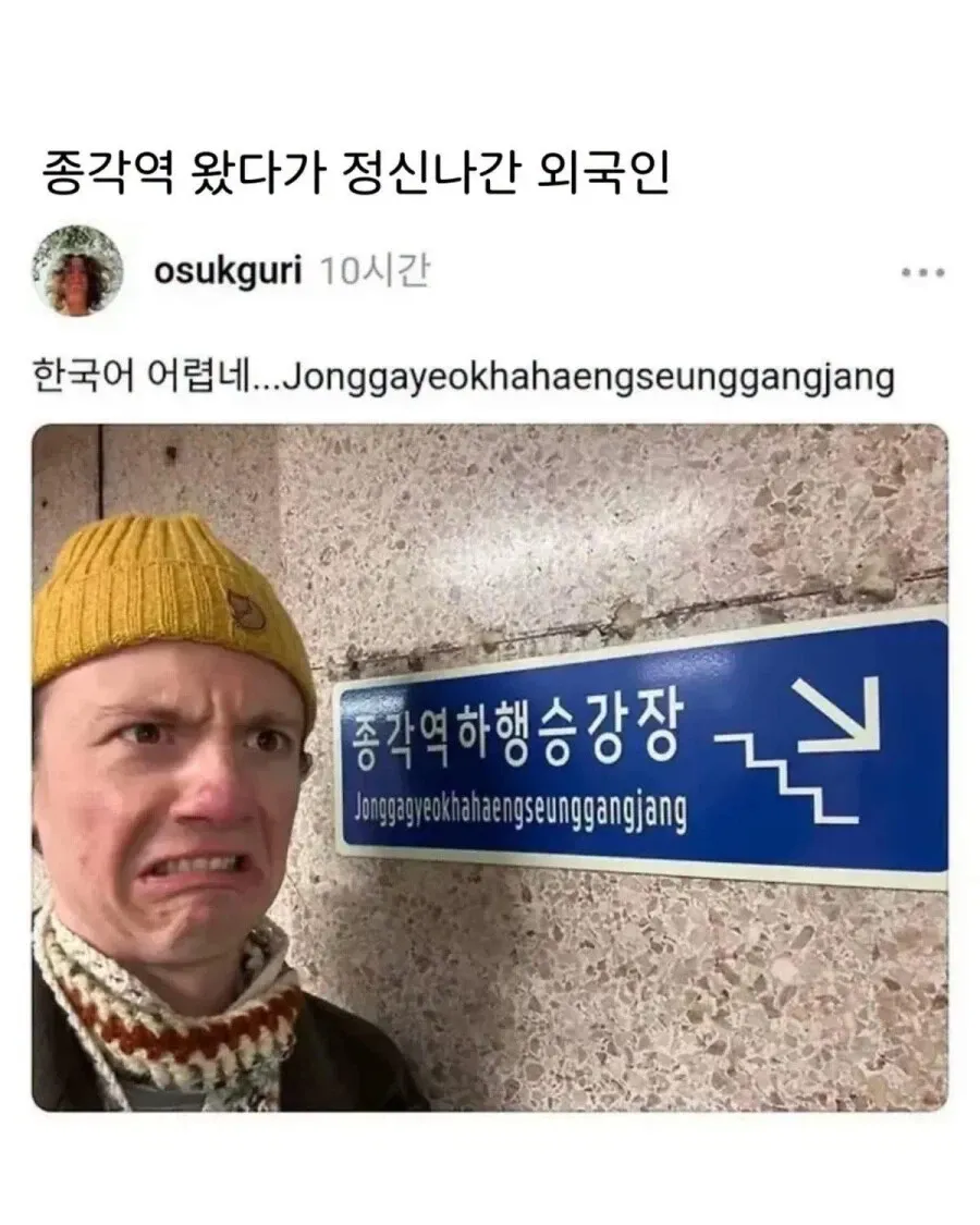 종각역에서 정신 나간 외국인을 촬영한 밈 이미지