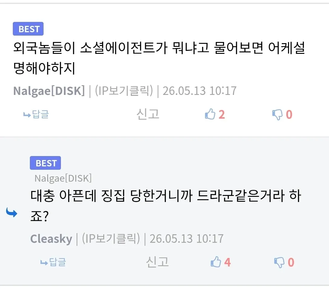 외국인에게 소셜에이전트를 공익광고 드립으로 설명하는 밈