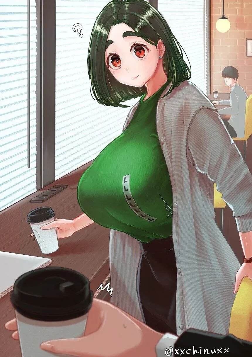 카페에서 선배를 만나는 장면