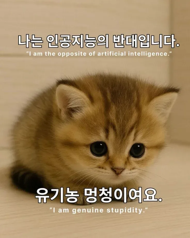 "나는 인공지능의 반대입니다"라는 한국어 텍스트가 있는 이미지