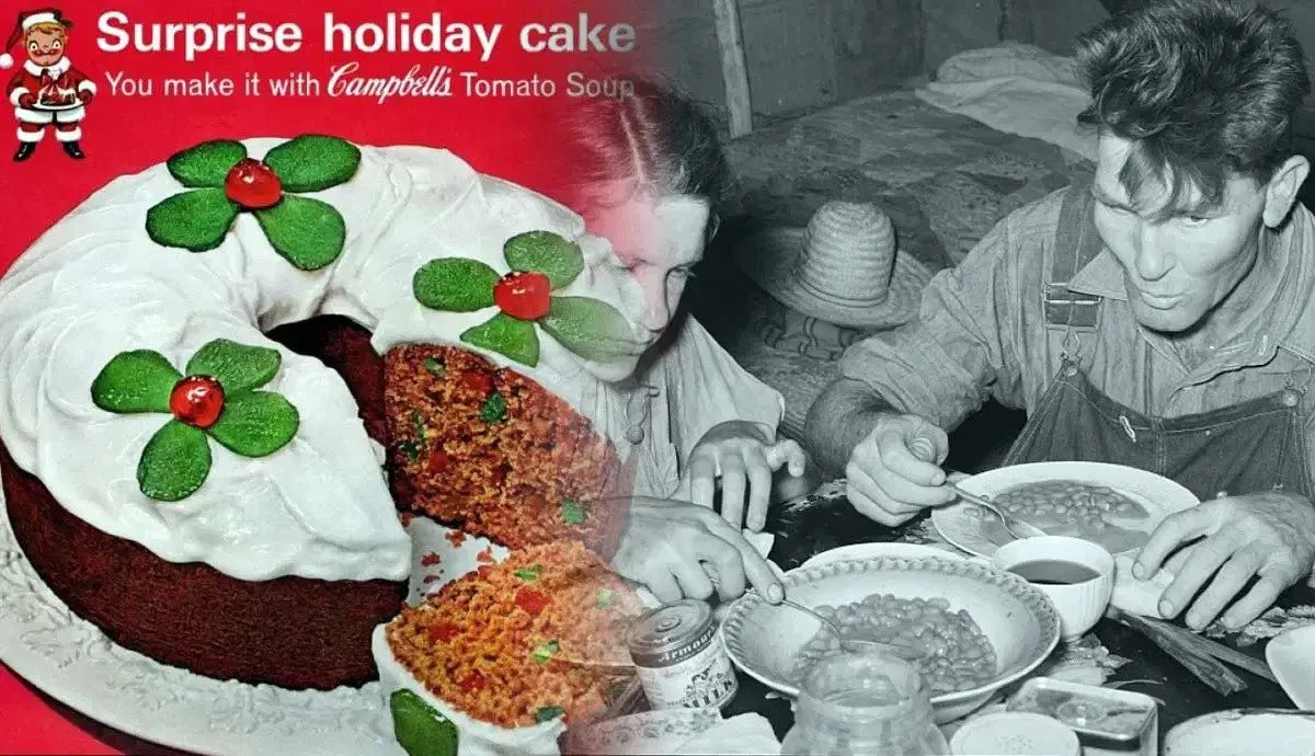 캠벨 토마토 수프로 만든 대공황 시대의 휴일 케이크