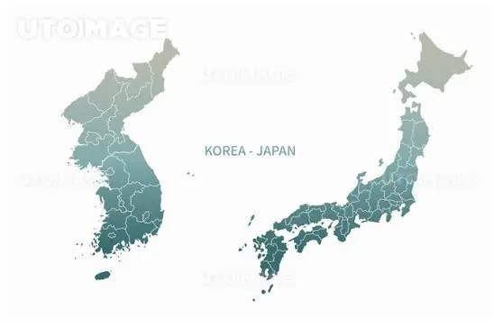 한국과 일본 지도. 여행갈 곳이 서로밖에 없다는 농담 이미지