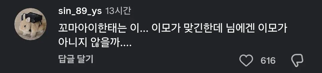 ```
한국 인스타그램 댓글 - 가족 관계에 대한 유머러스한 포스트
```