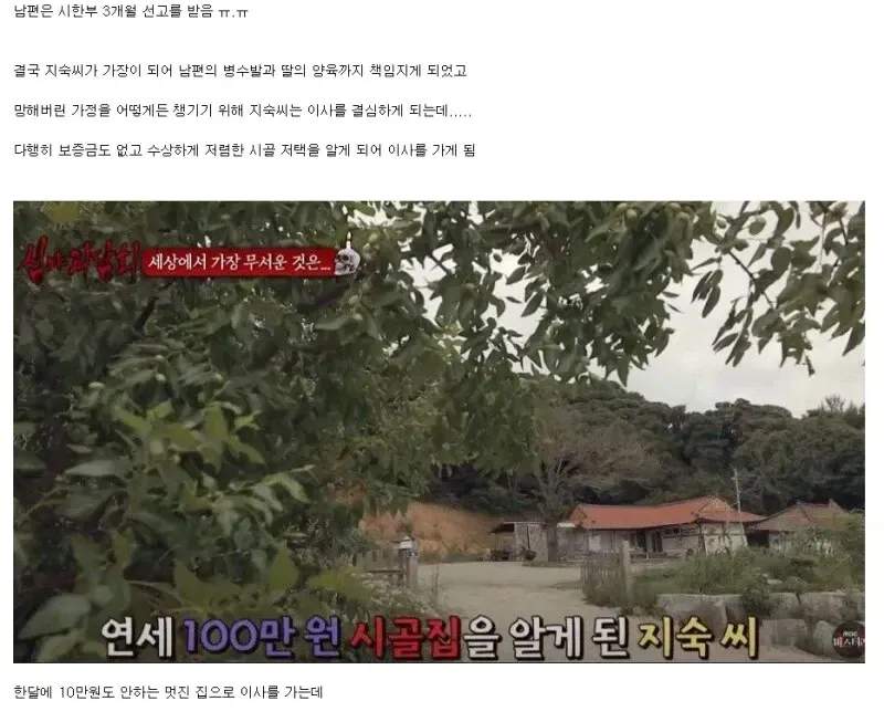 시한부 남편, 저렴한 시골 저택으로 이사하는 가족 이야기