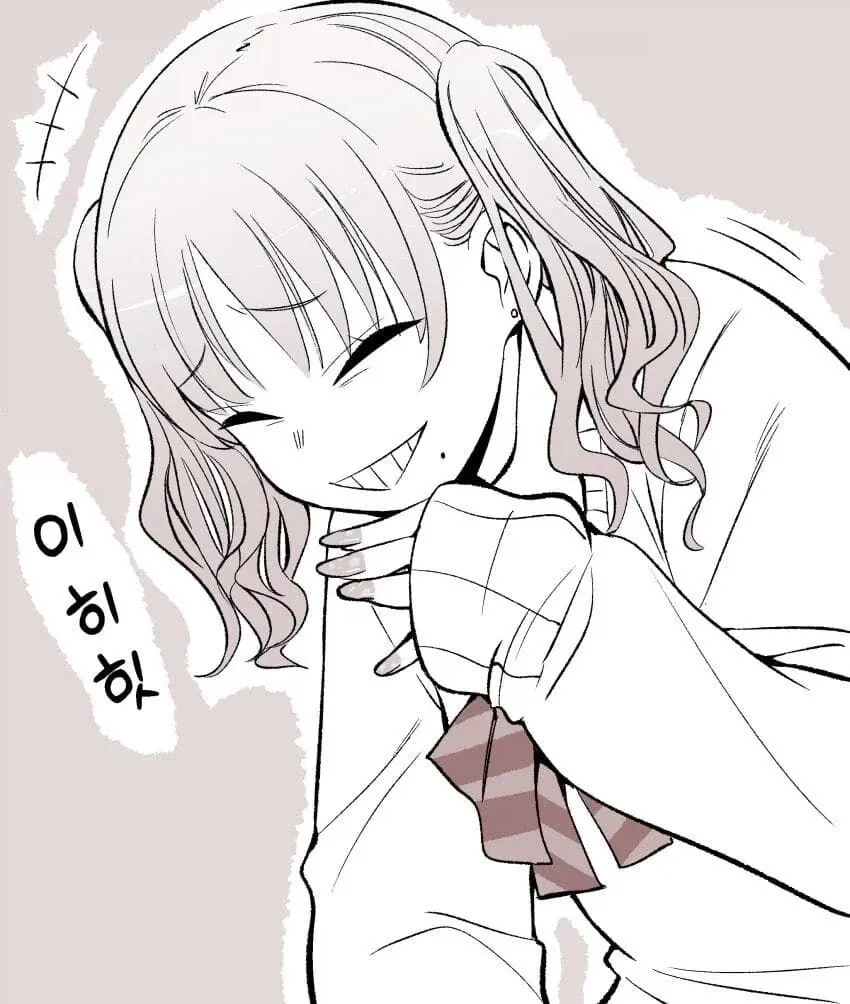 만화 스타일의 굽실거리는 표정의 하인계 갸루 캐릭터