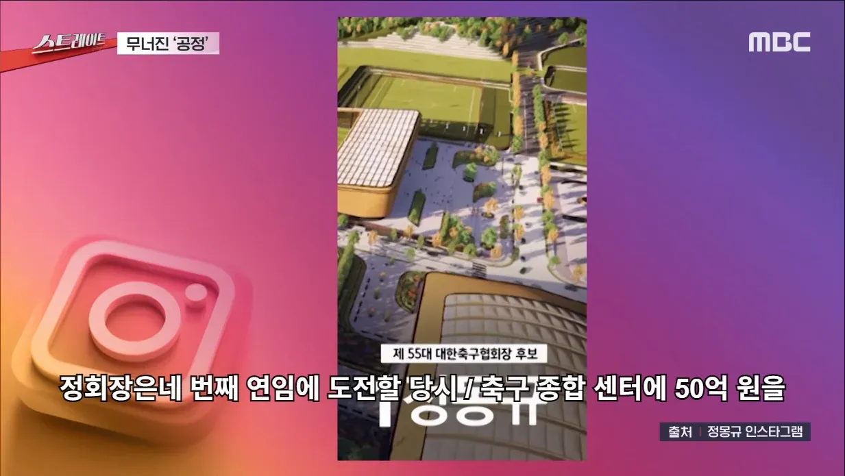 정몽규 전 축협회장, 축구센터 50억 기부 약속 당시 모습