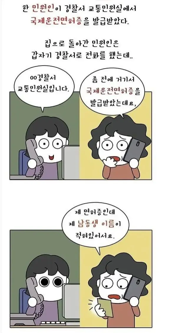 국제면허증 남동생 이름 오기재 경찰 상담