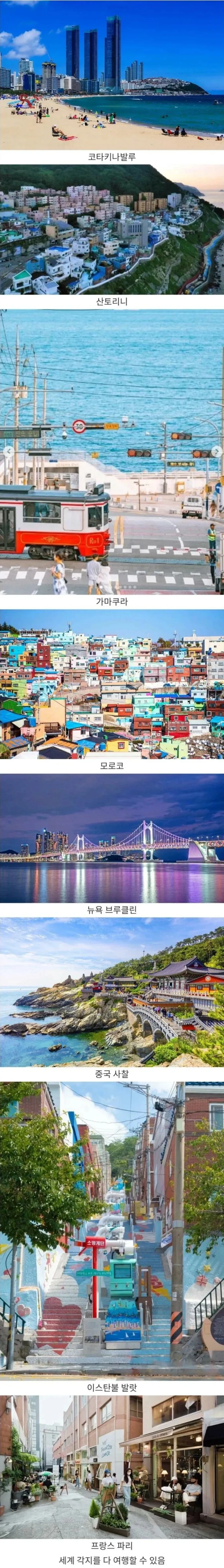 부산과 세계 유명 여행지의 인기도 비교 차트