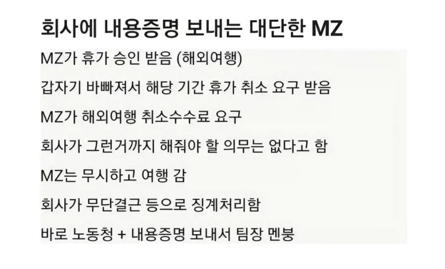 휴가 승인 후 취소 강요, 징계 처리, 노동청 신고까지의 직장 갈등 상황