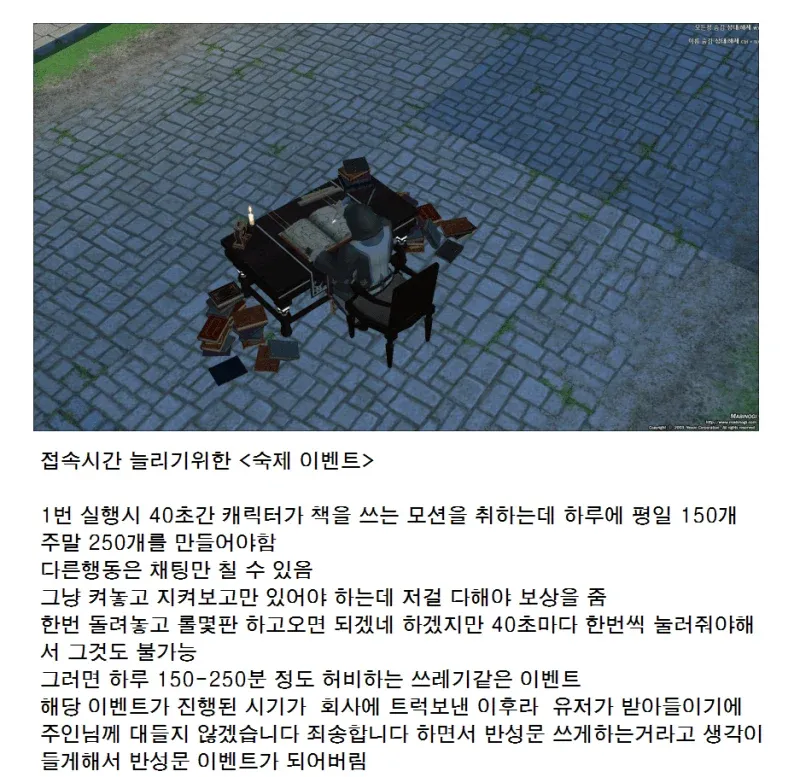 마비노기 모바일 숙제 이벤트: 반복 책쓰기로 하루 150-250분 낭비