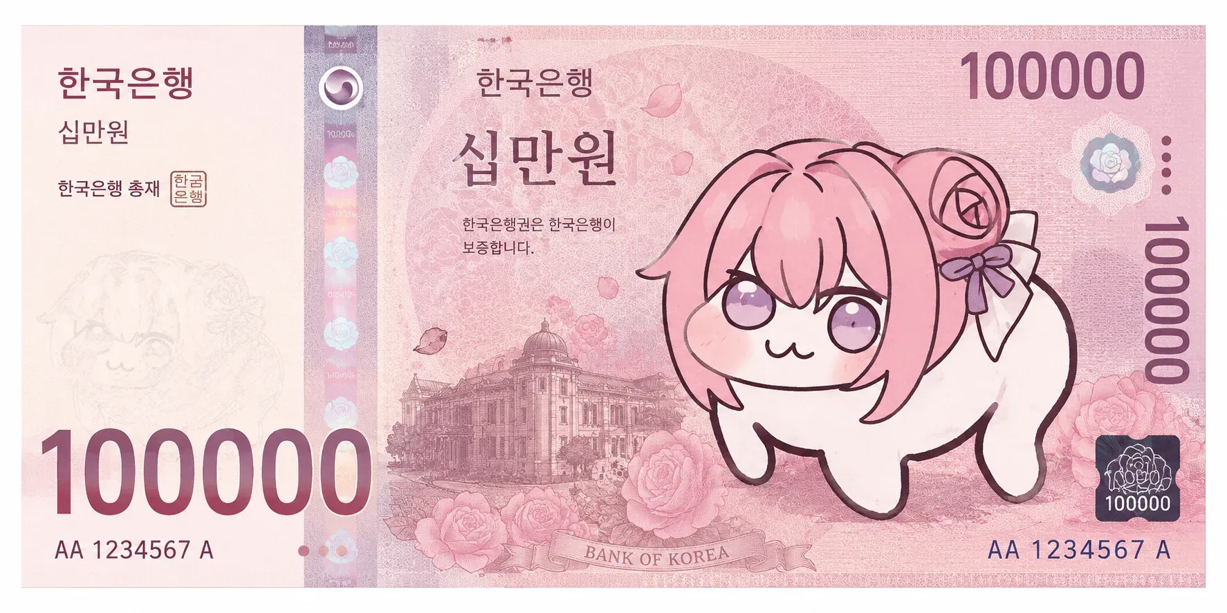 한국은행 새로운 10만원권 지폐 표본 이미지