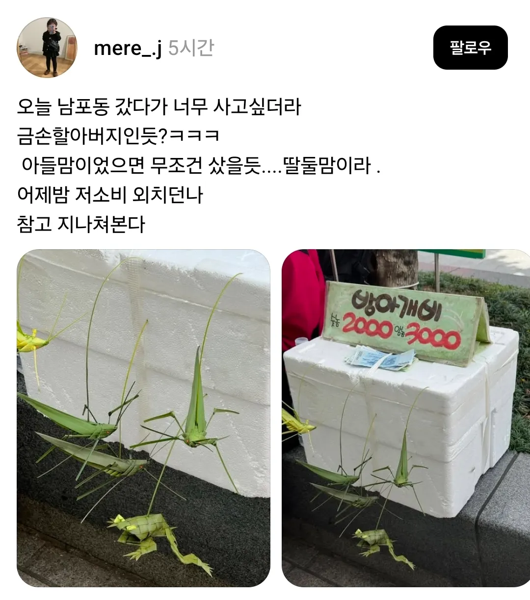 금손 할아버지가 만든 방아깨비
