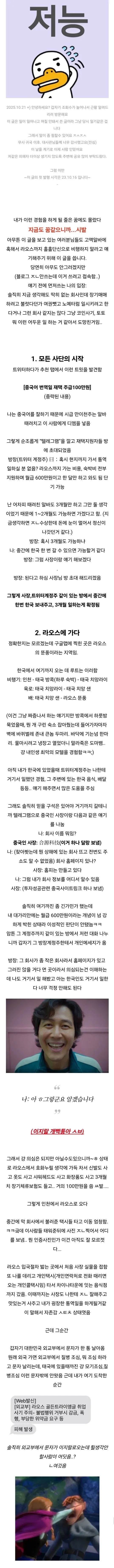 라오스 온라인 마케팅 취업사기 피해 미수 경험담